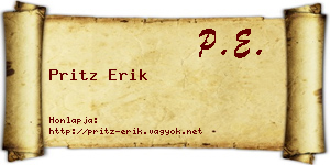 Pritz Erik névjegykártya